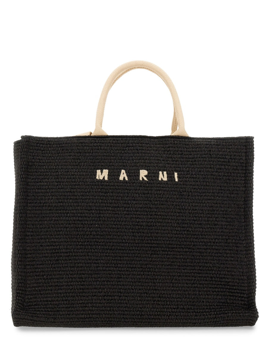 LARGE RAFFIA EFFECT FABRIC TOTE BAG