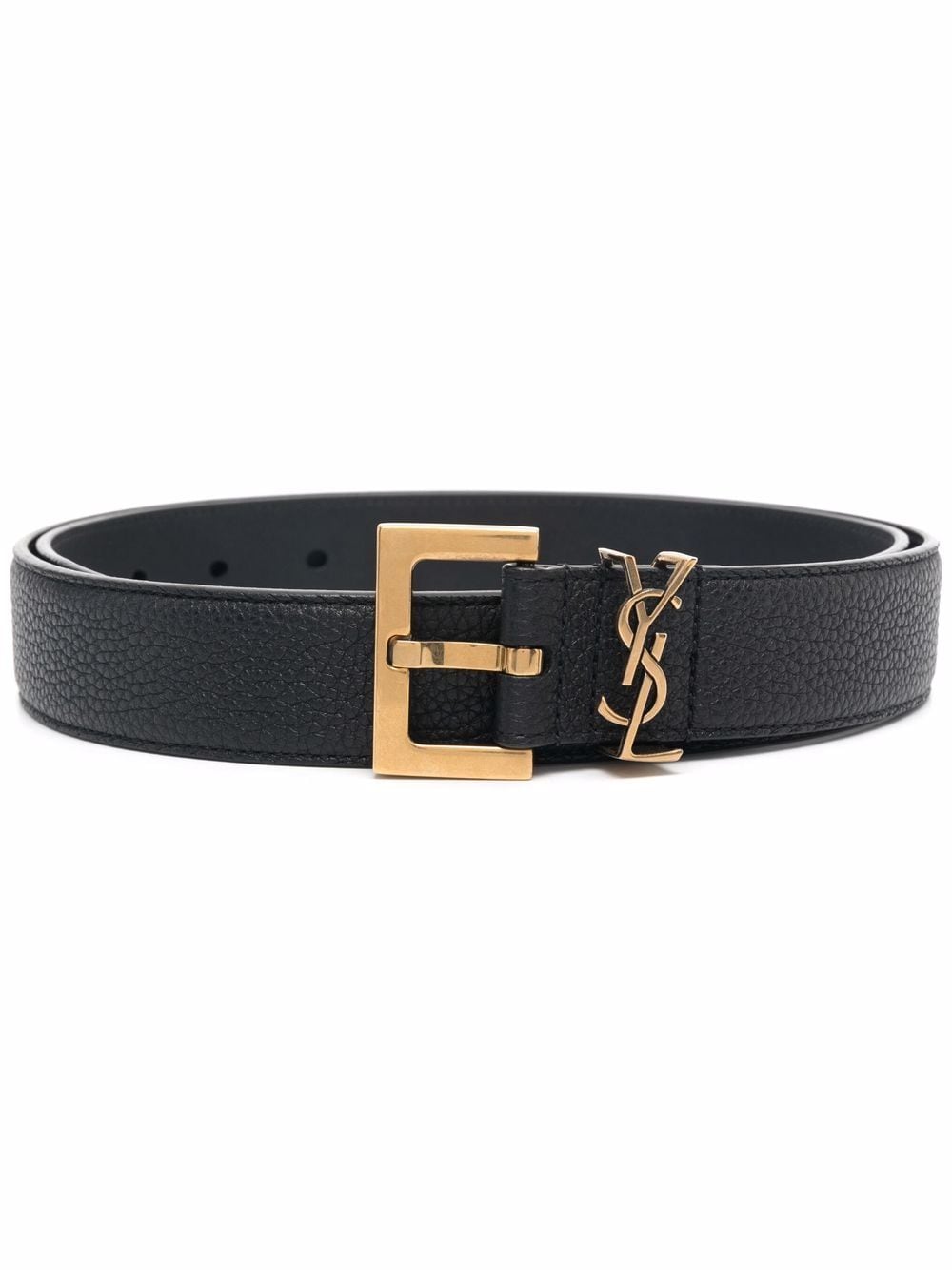 GRAINED LEATHER CASSANDRE BELT WITH SQUARE BUCKLE