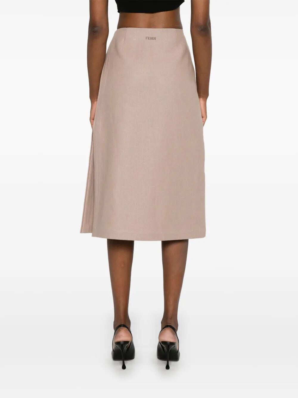 WAXED LINEN STRAIGHT MIDI SKIRT