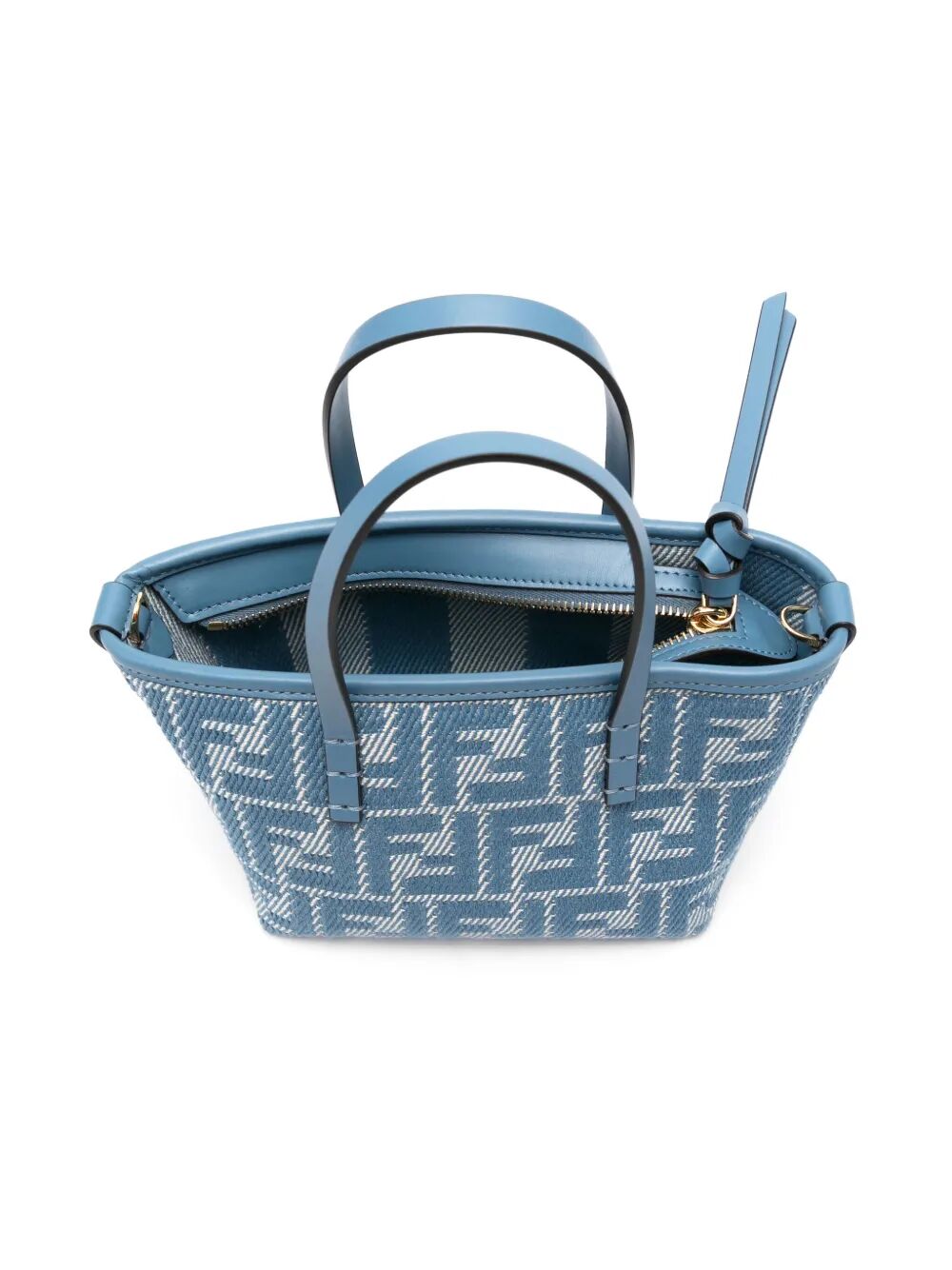 DENIM-EFFECT FF JACQUARD ROLL MINI BAG