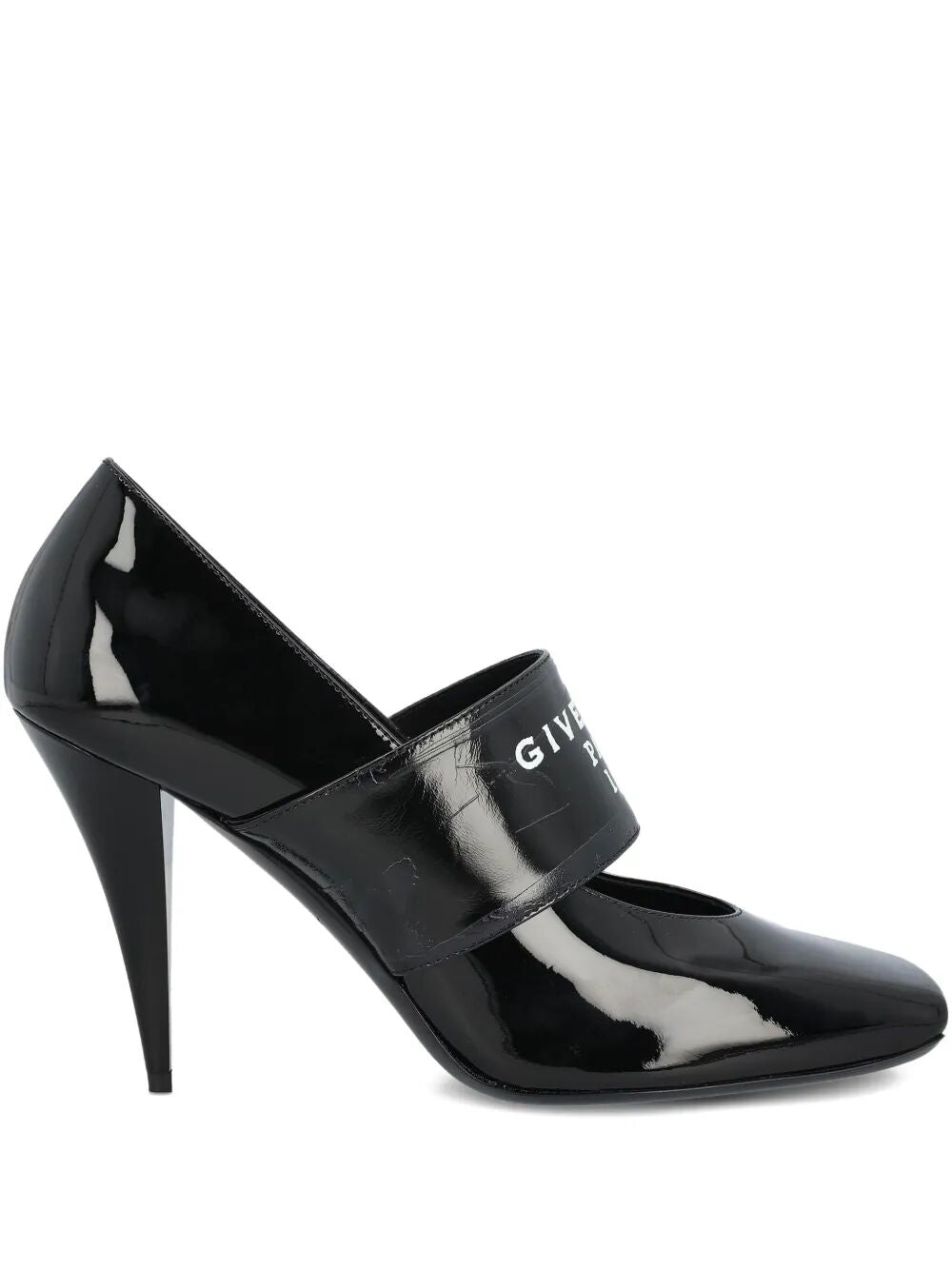 DÉCOLLETÉ SLICED SQUARE GIVENCHY TAPE IN PELLE VERNICIATA