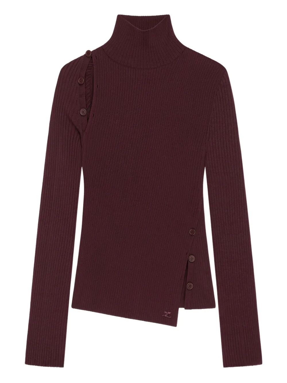 OBLIQUE BUTONNED MOCKNECK SWEATER
