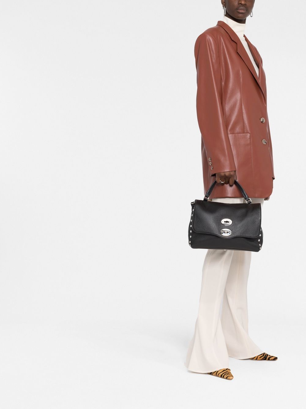 TUMBLED LEATHER SMALL POSTINA DAILY GIORNO BAG