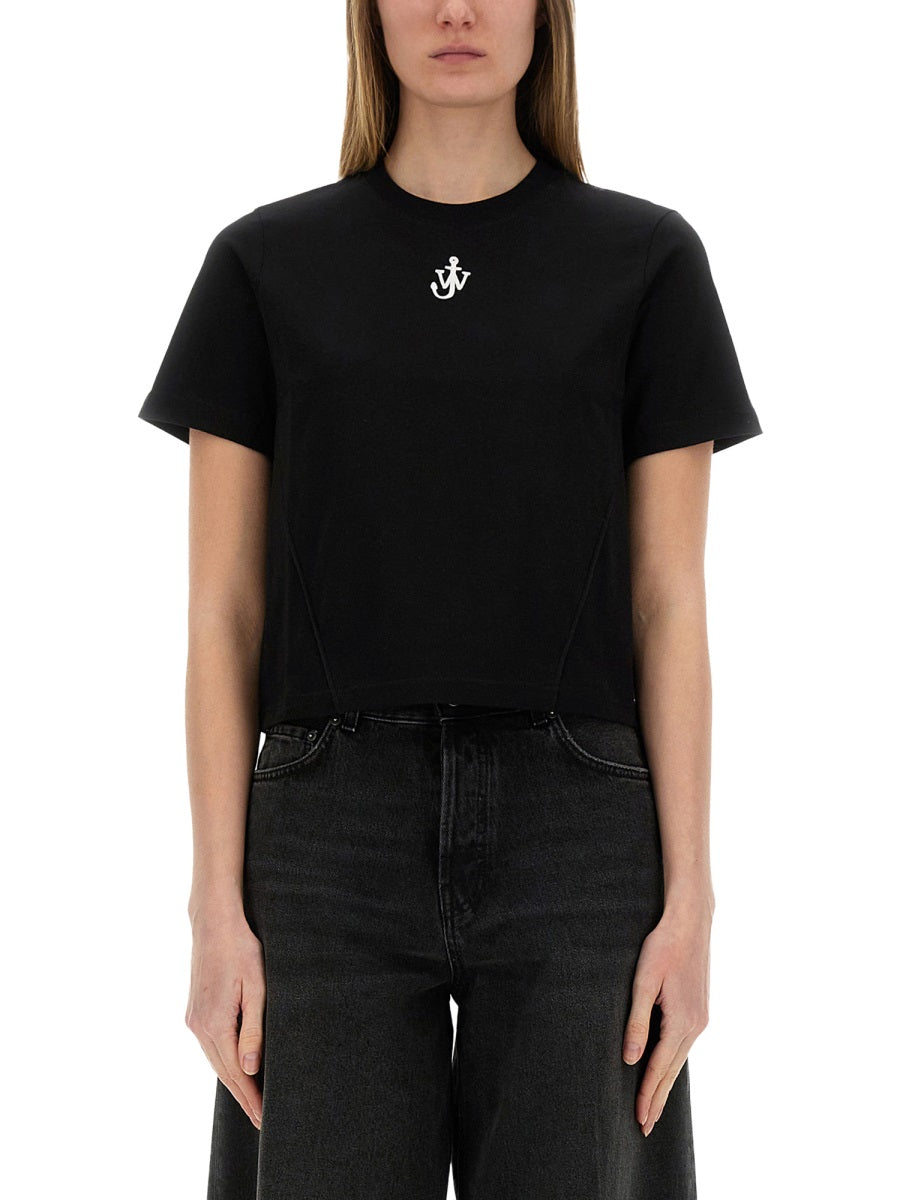 CROPPED T-SHIRT WITH "ANCHOR JWA" LOGO