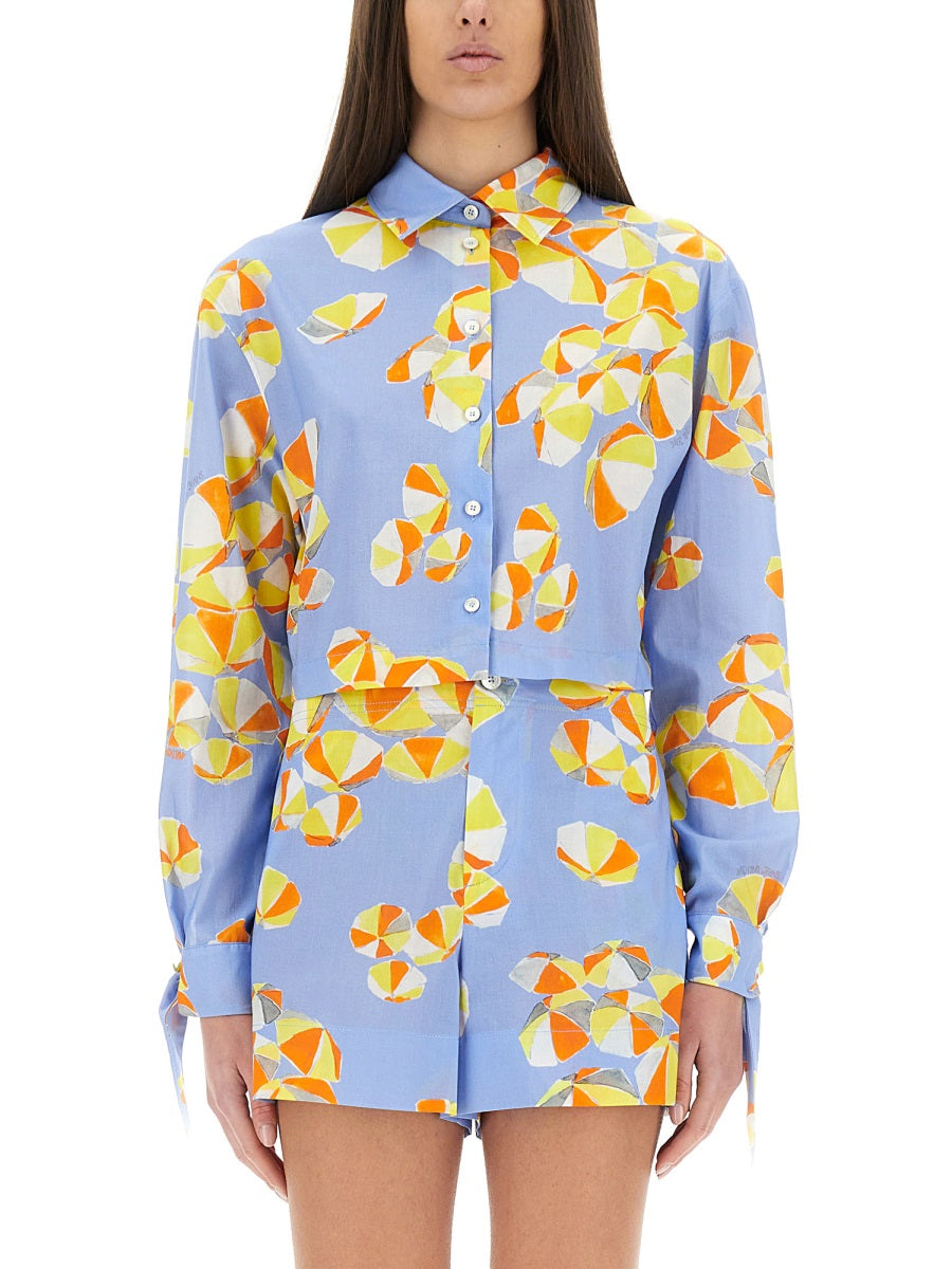 CROPPED SHIRT "BEACH UMBRELLAS"