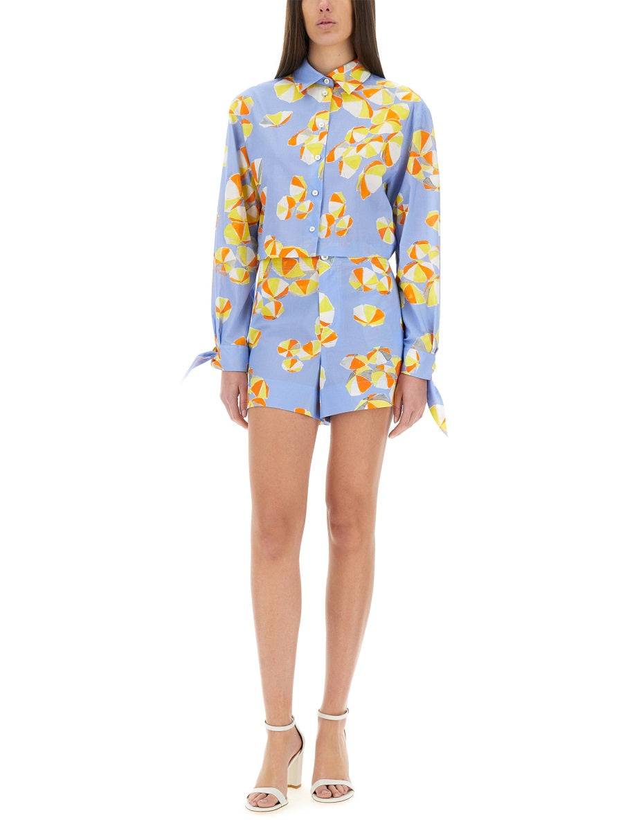 CROPPED SHIRT "BEACH UMBRELLAS"