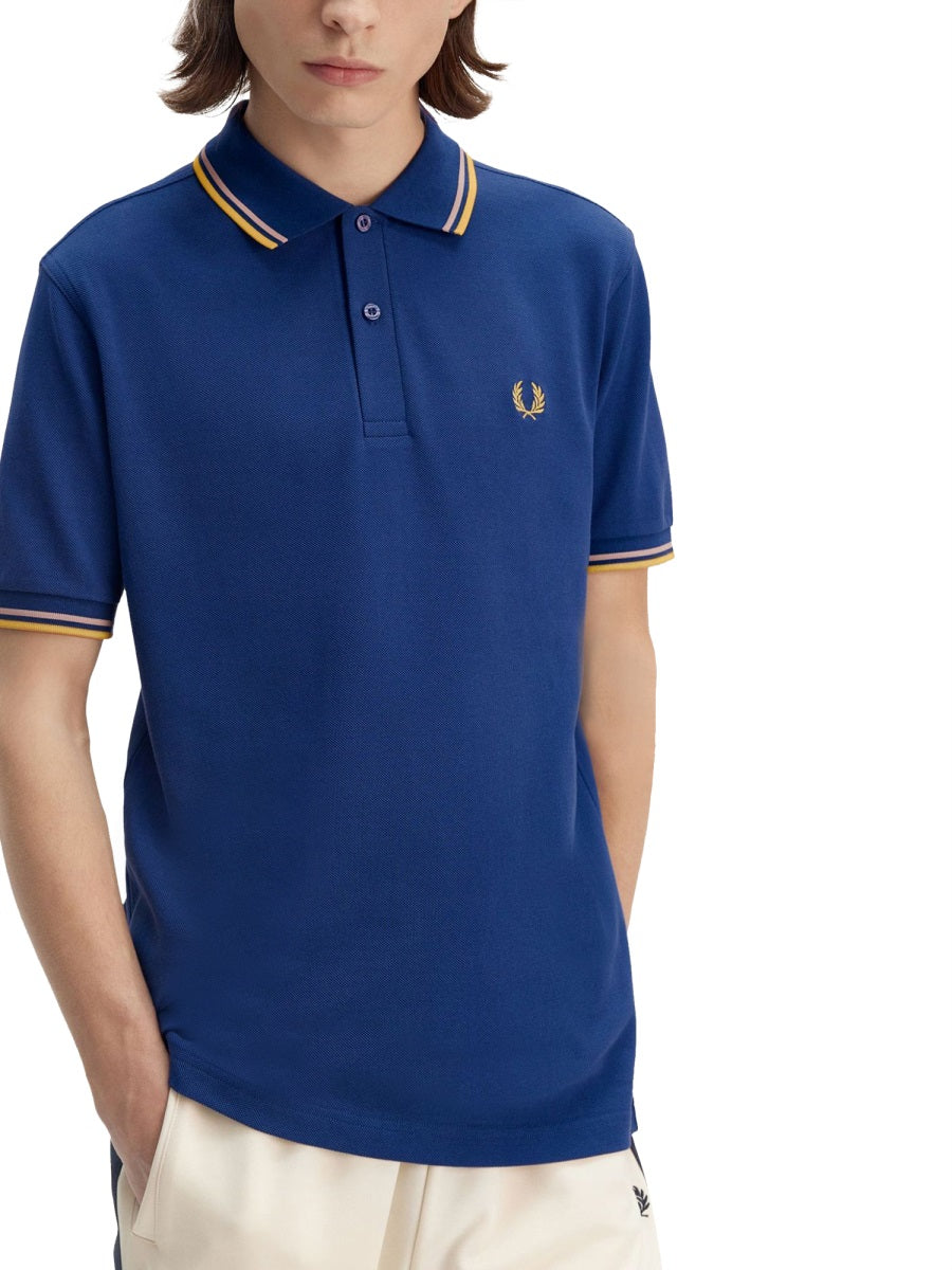 COTTON PIQUE POLO SHIRT WITH DOUBLE STRIPE