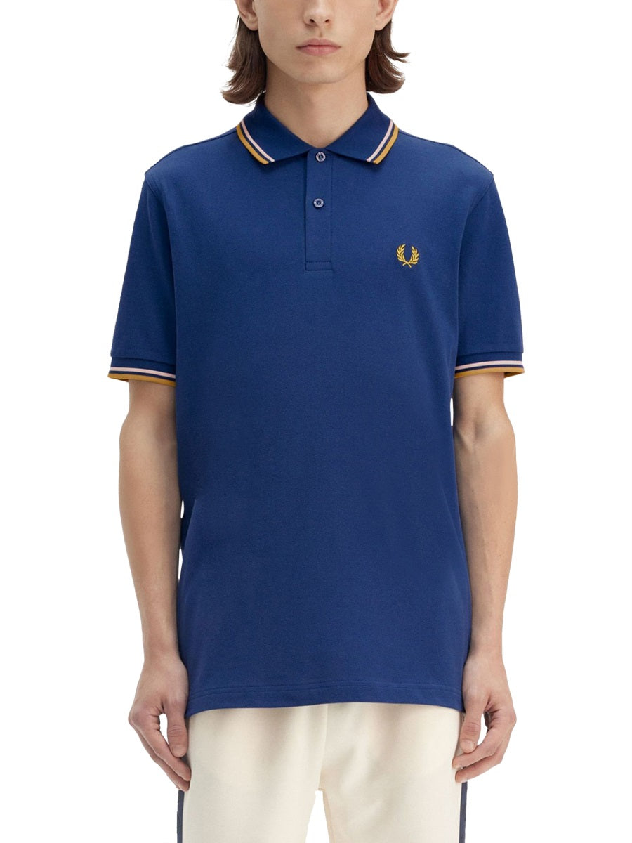 COTTON PIQUE POLO SHIRT WITH DOUBLE STRIPE
