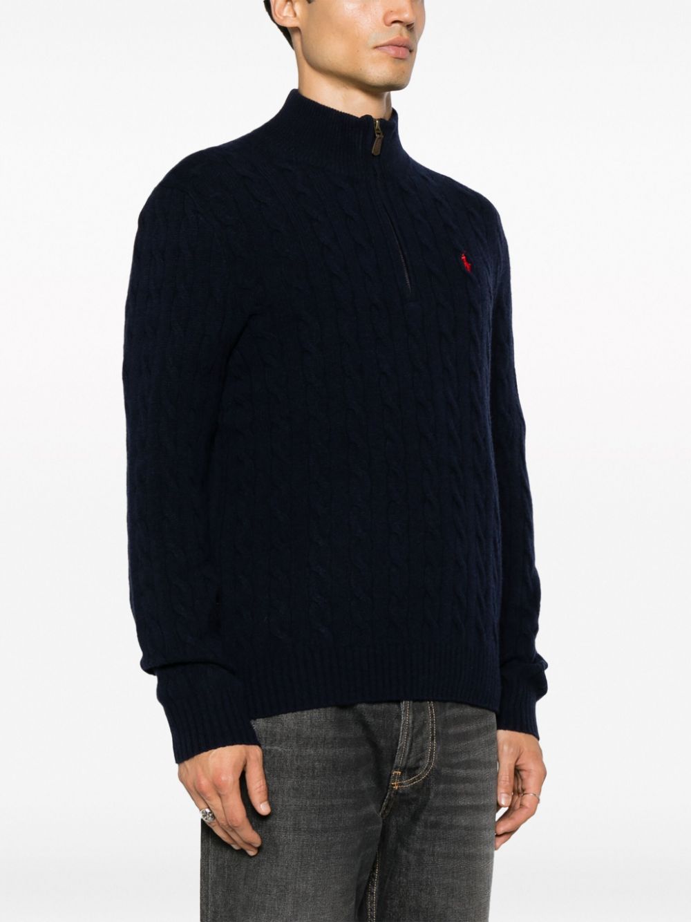 CABLE-KNIT HALF-ZIP SWEATER