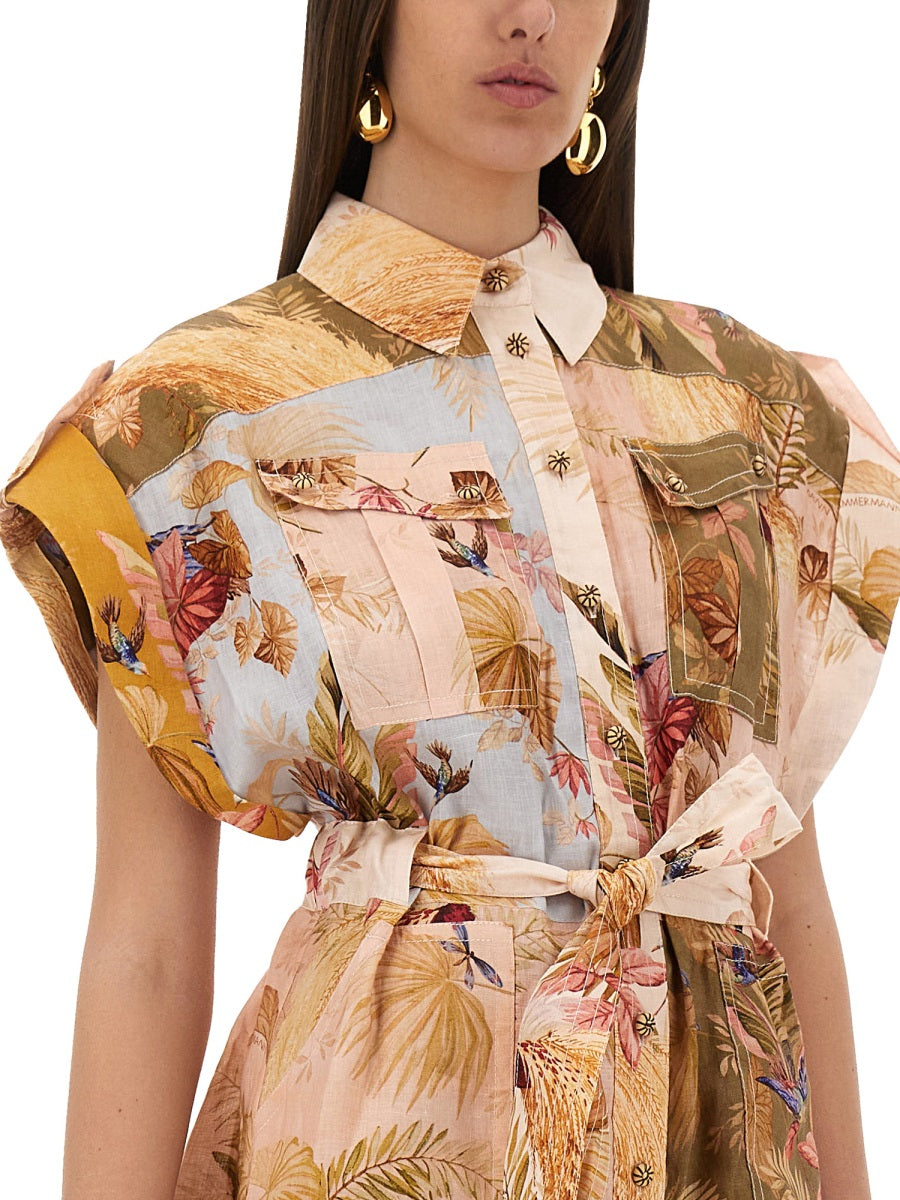 SHORT OVERALLS WITH "ASCENSION" LAPELS