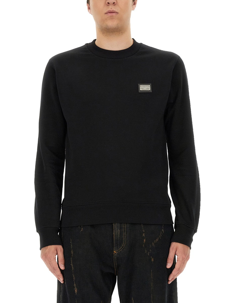 SWEATSHIRT WITH LOGO PLAQUE