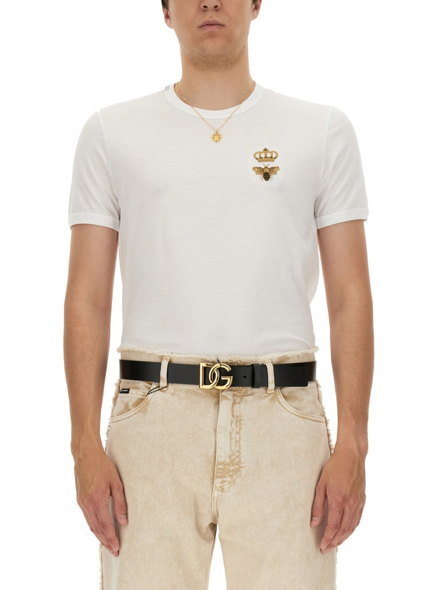 "BEE AND CROWN" EMBROIDERED T-SHIRT