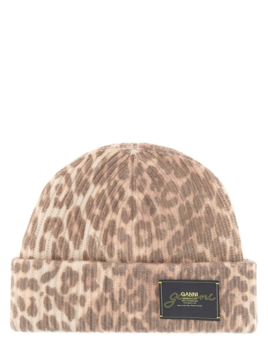 WOOL HAT WITH LEOPARD PATTERN