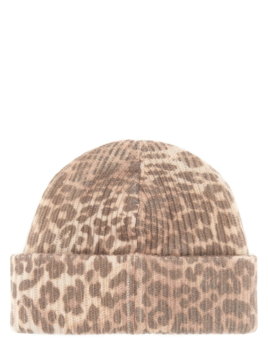 WOOL HAT WITH LEOPARD PATTERN