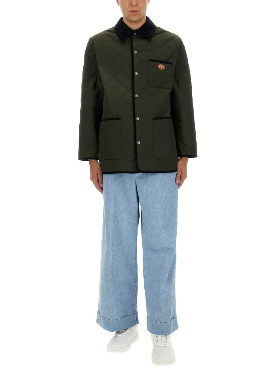 QUILTED SHIRT JACKET WITH "VLOGO" PATCH