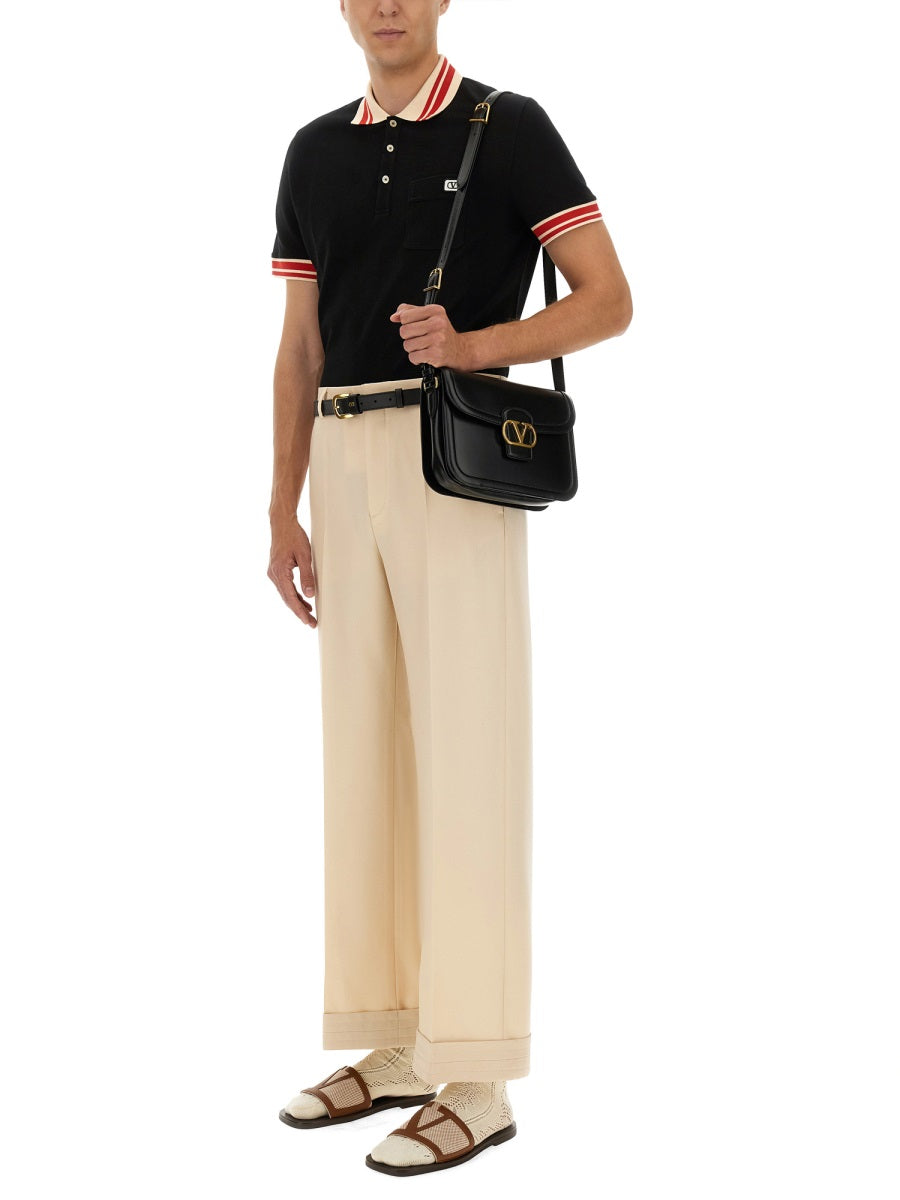 COTTON PIQUE POLO SHIRT WITH "VLOGO" PATCH