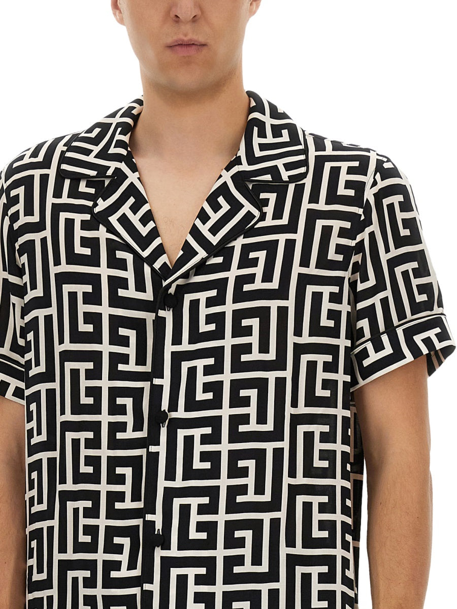 MONOGRAM PRINT PAJAMA SHIRT