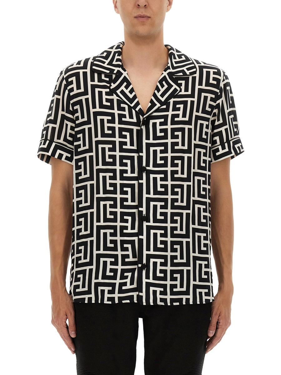 MONOGRAM PRINT PAJAMA SHIRT
