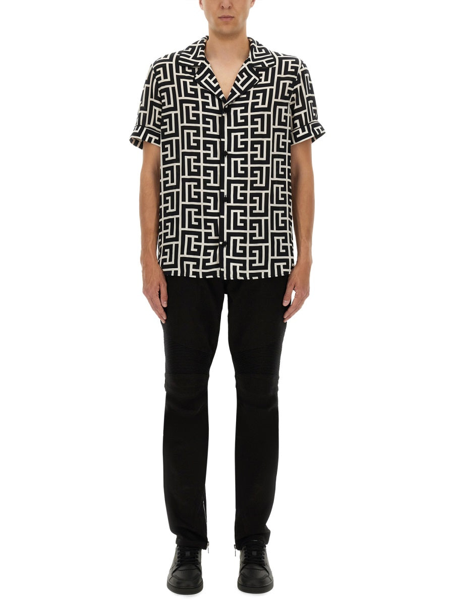 MONOGRAM PRINT PAJAMA SHIRT