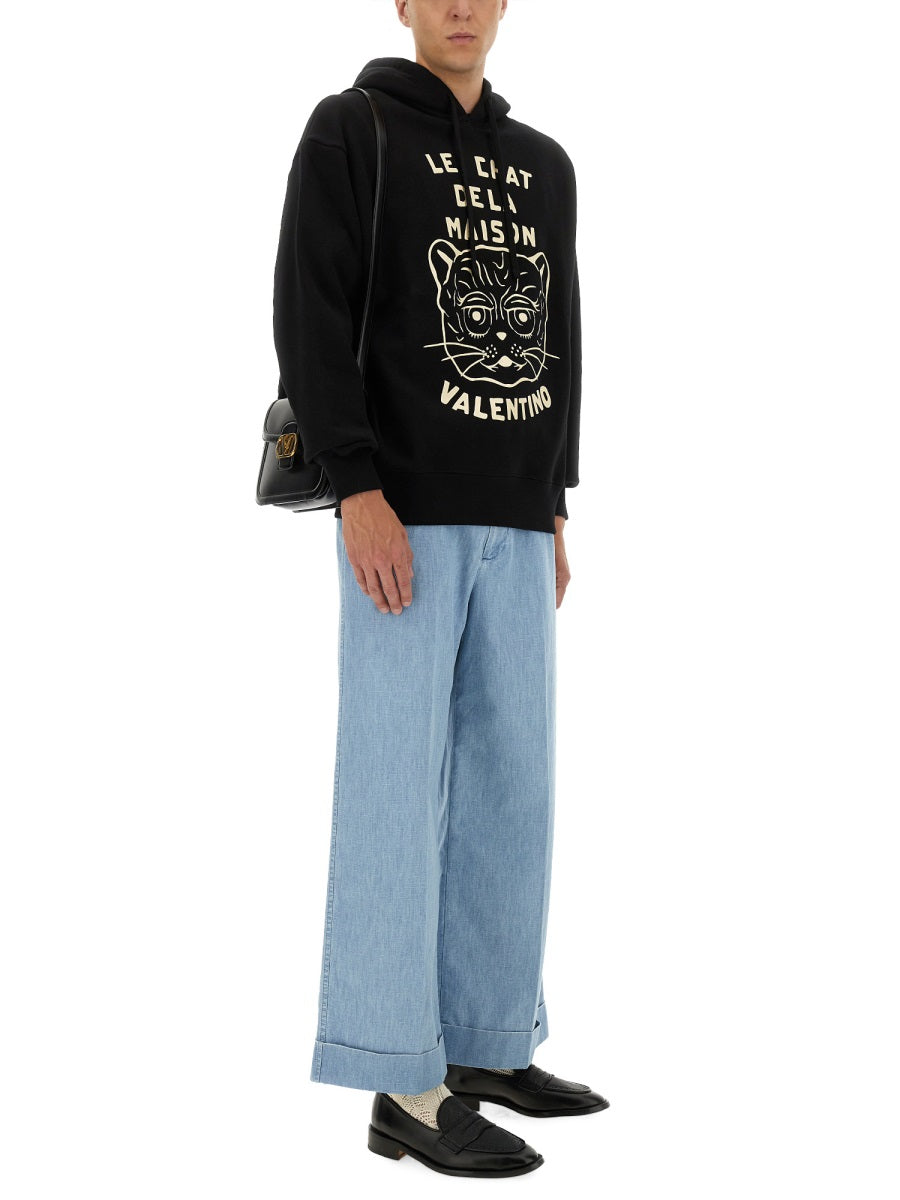 COTTON SWEATSHIRT WITH "CHAT DE LA MAISON" PATCH