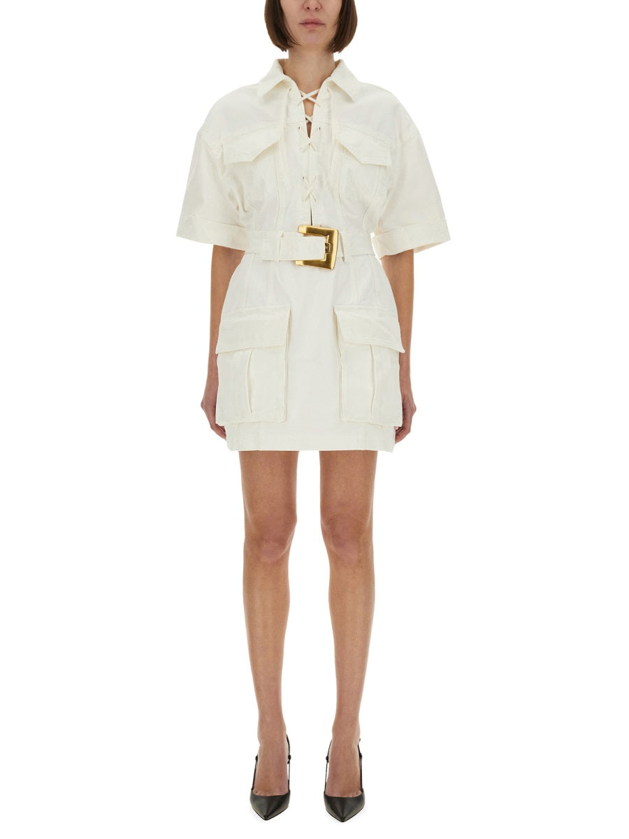 COTTON GABARDINE SHORT DRESS