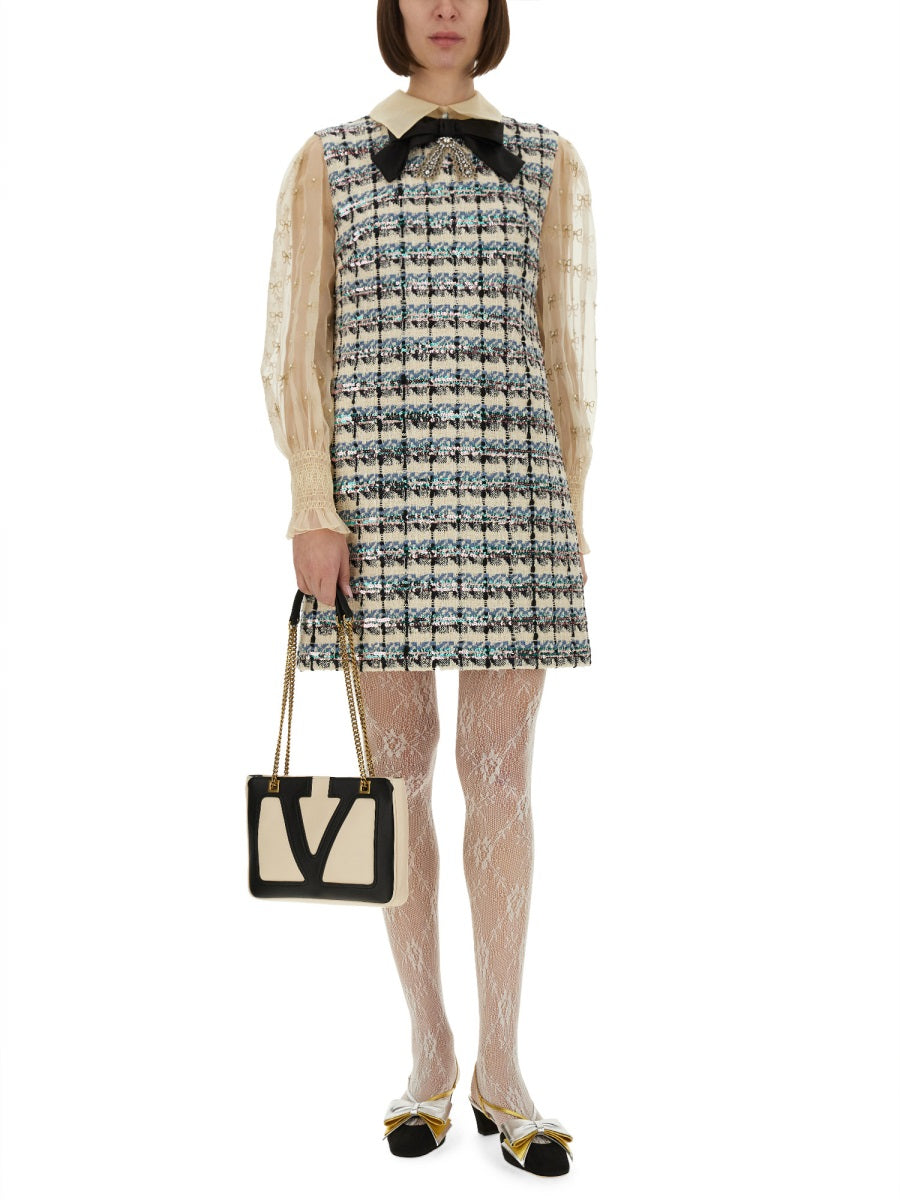EMBROIDERED TWEED DRESS