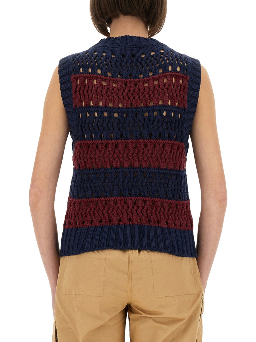 STRIPED VEST WITH LOGO