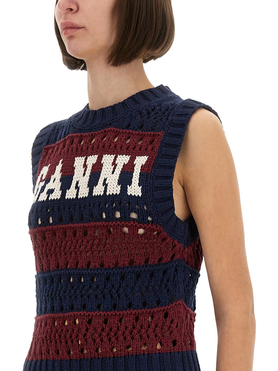 STRIPED VEST WITH LOGO