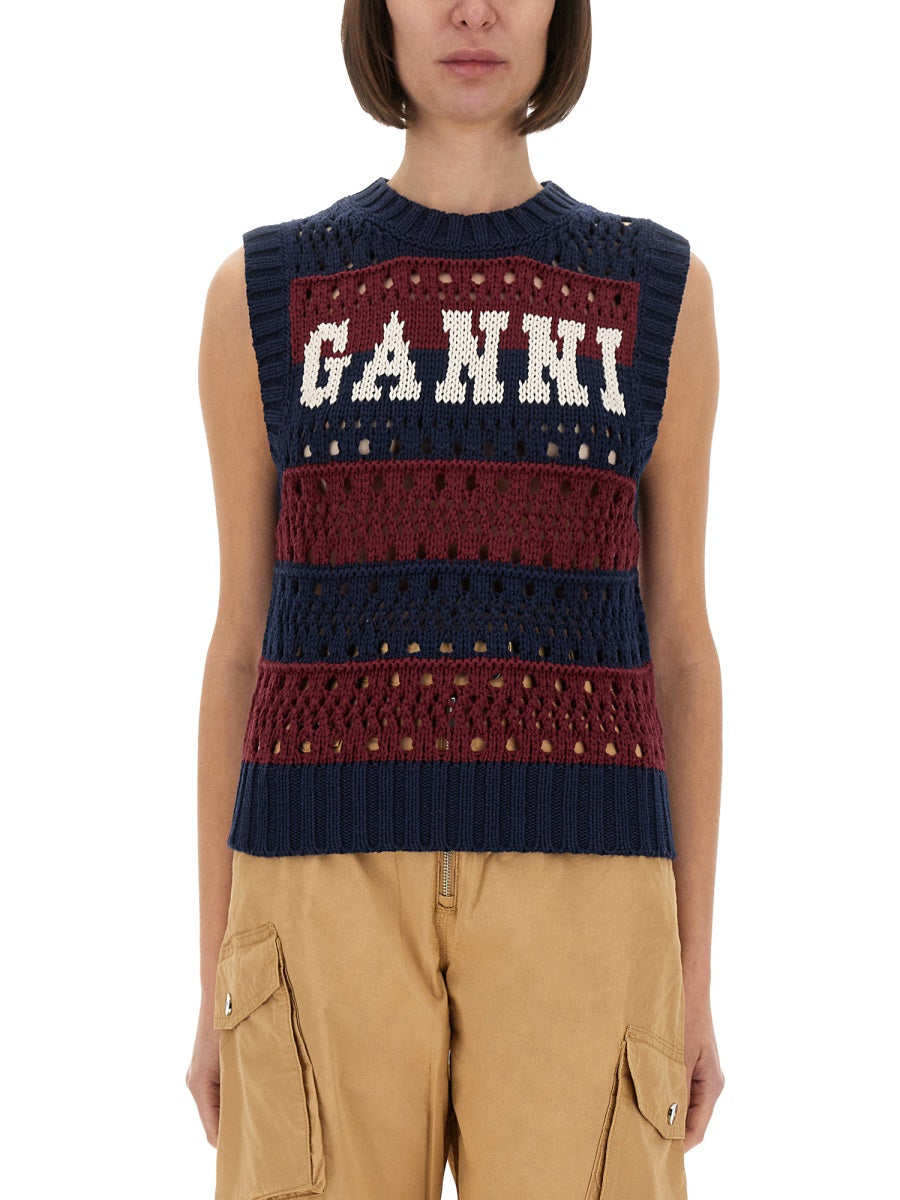 STRIPED VEST WITH LOGO