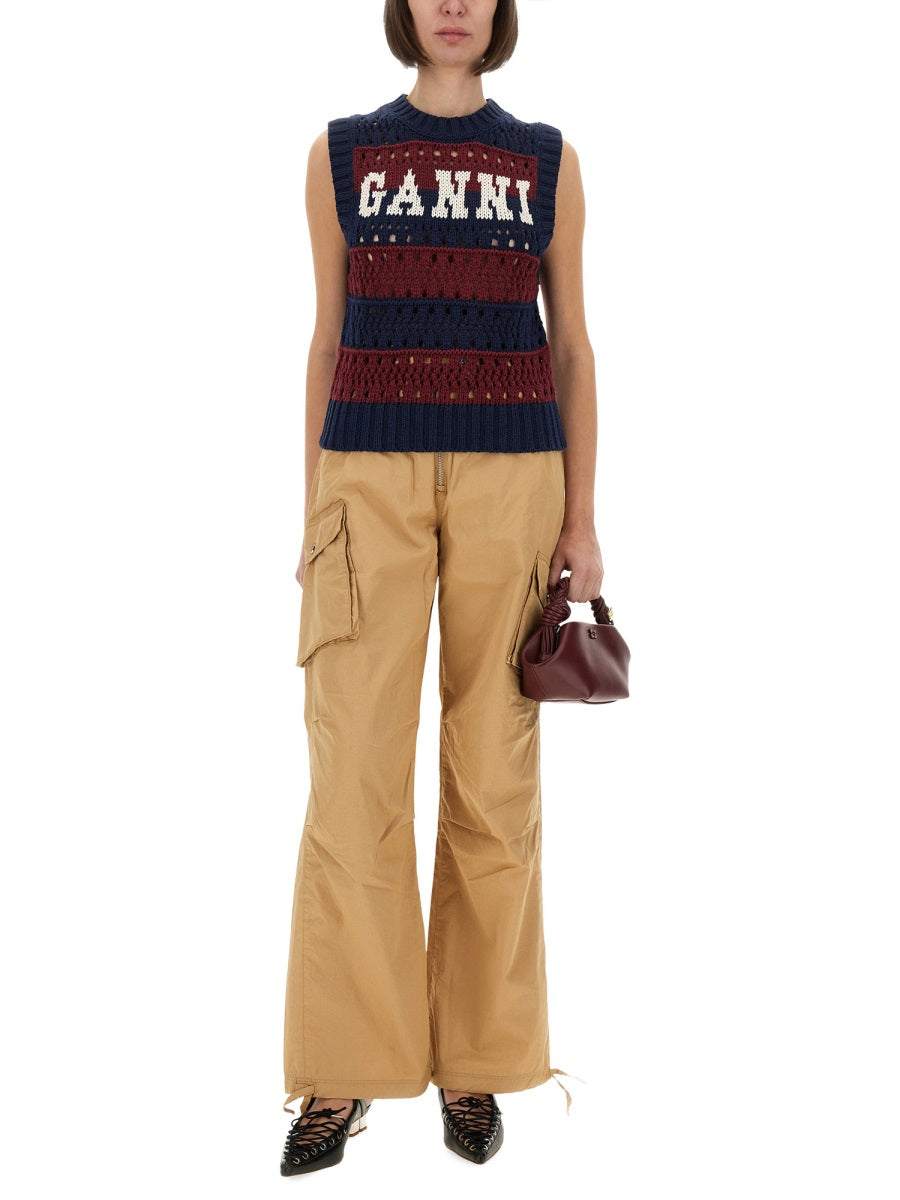 STRIPED VEST WITH LOGO