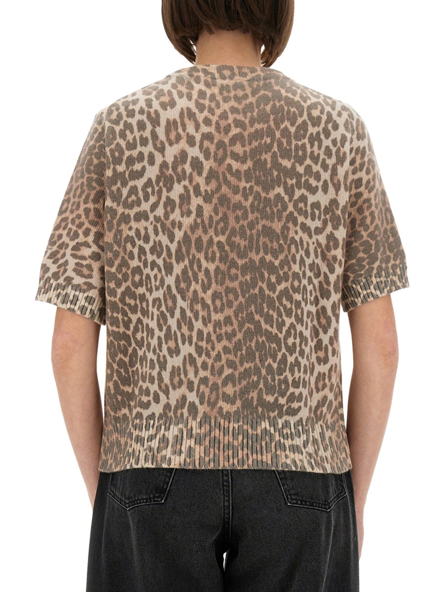 LEOPARD WOOL T-SHIRT