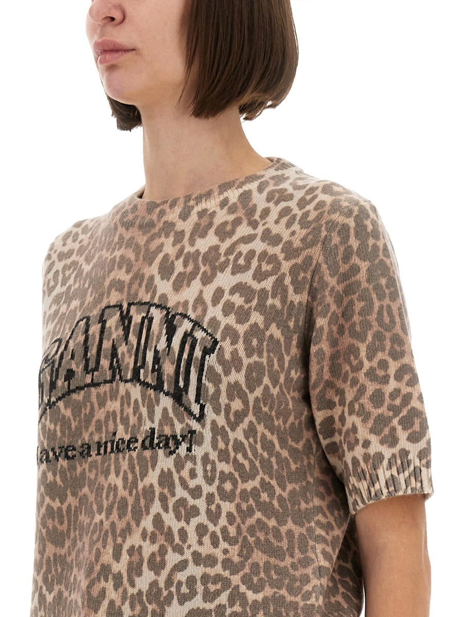 LEOPARD WOOL T-SHIRT