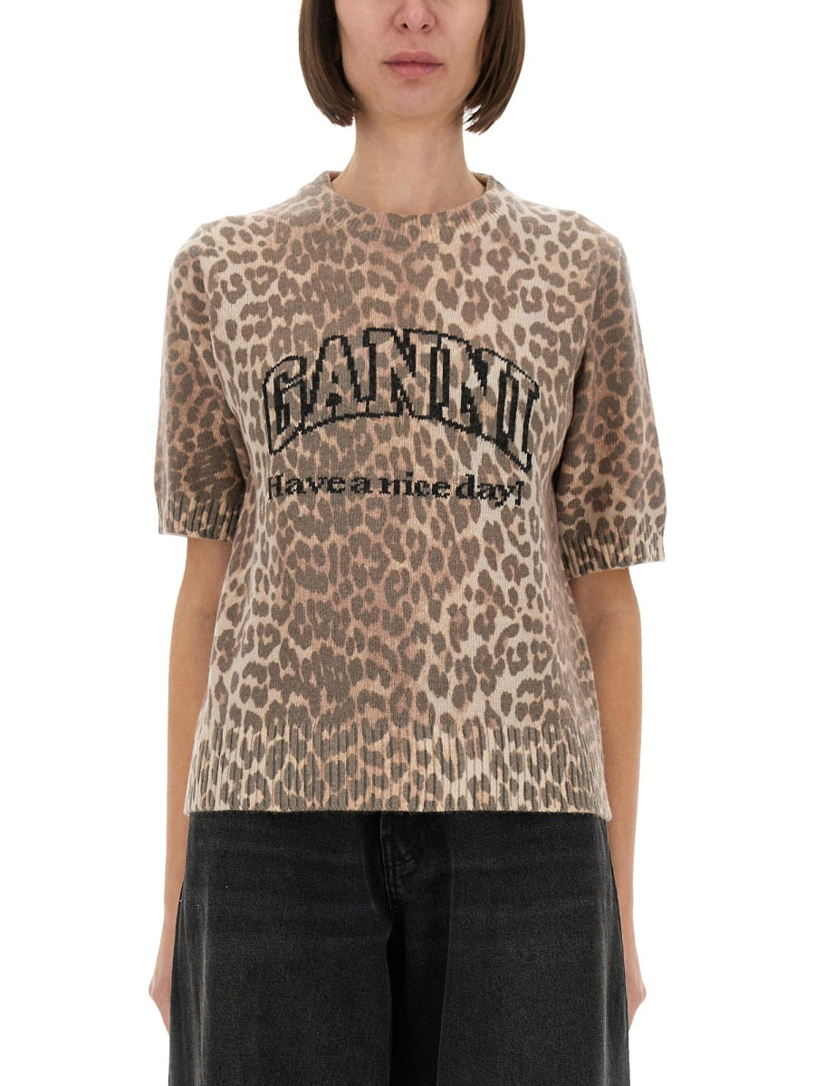LEOPARD WOOL T-SHIRT