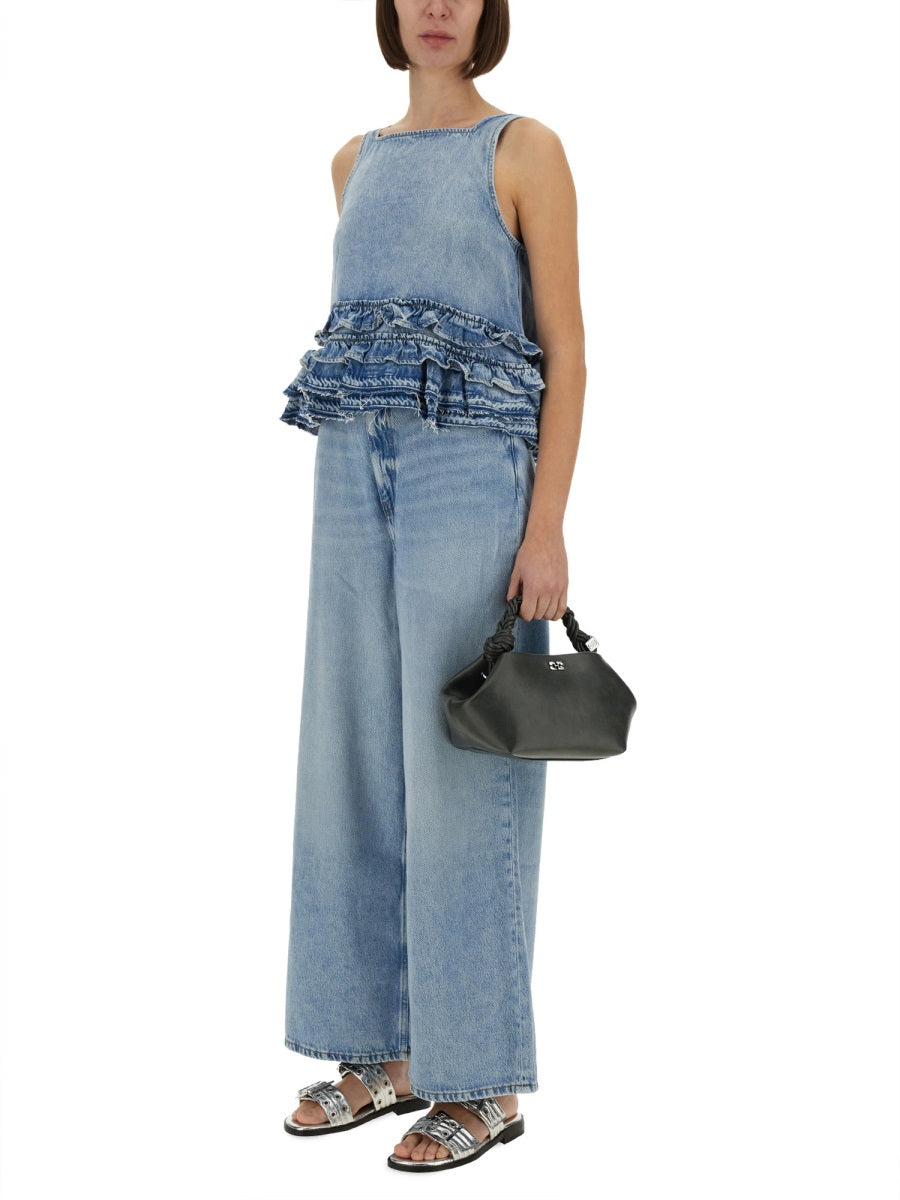 DENIM RUFFLE TOP