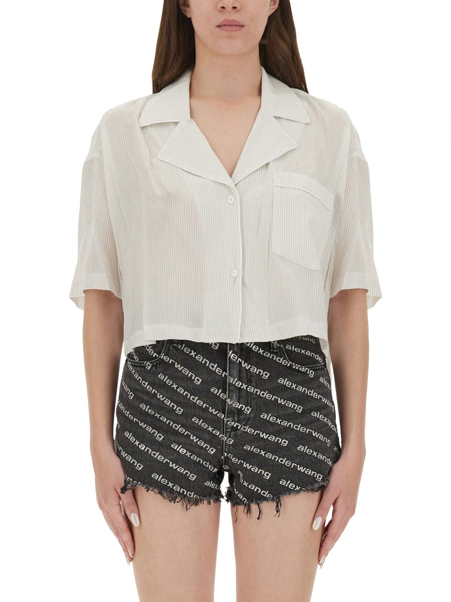 STRIPED SHIRT WITH EMBROIDERED LOGO