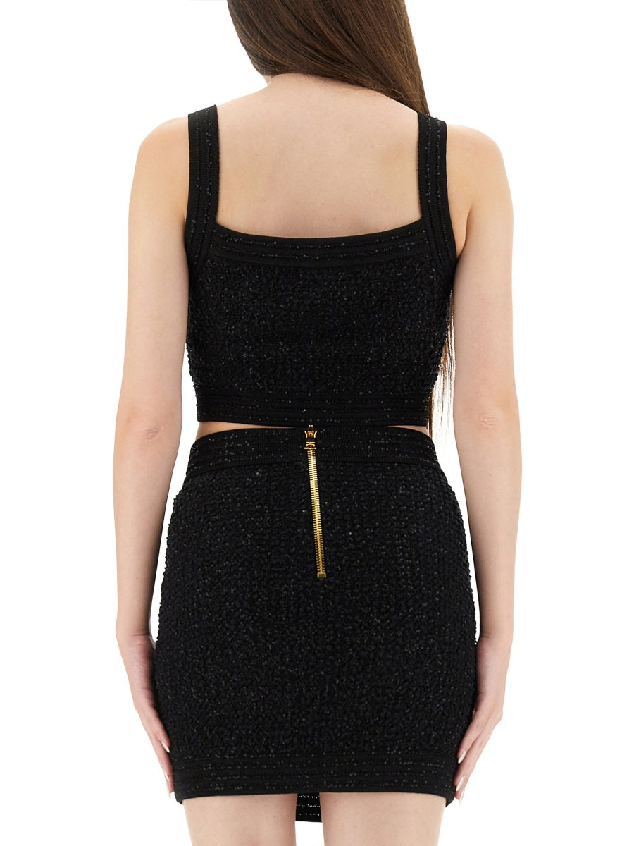 TWEED CROP TOP