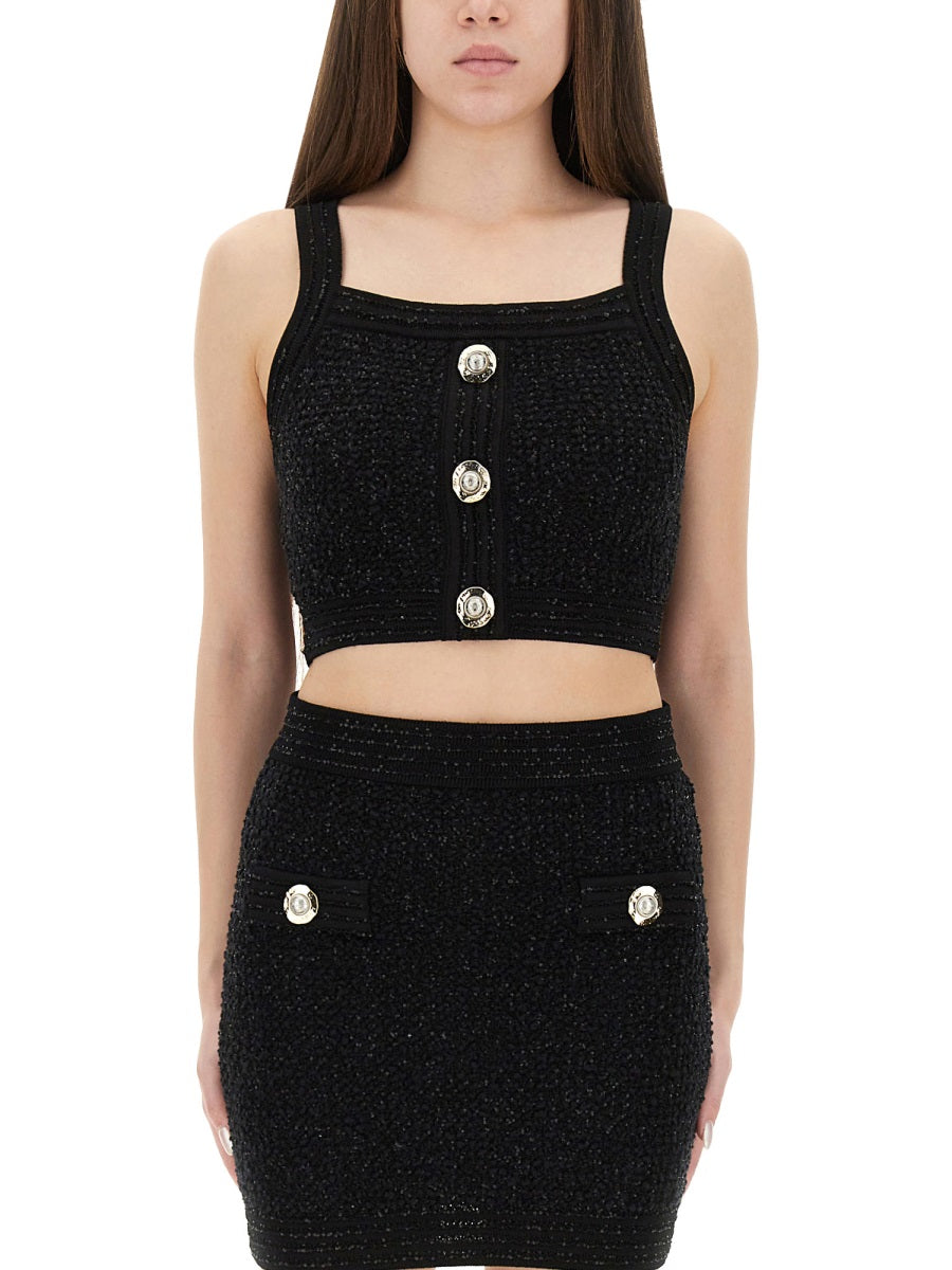 TWEED CROP TOP
