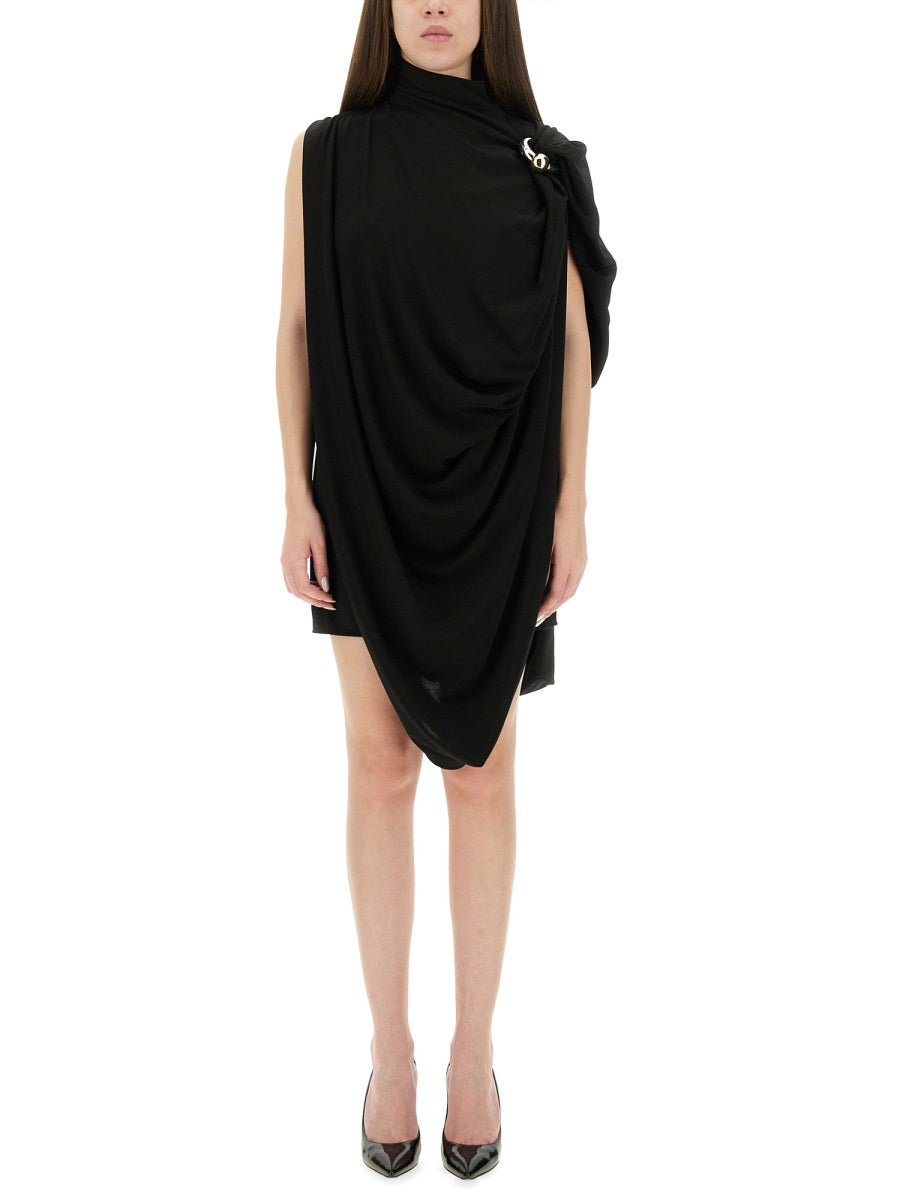DRAPED DRESS WITH PIERCINGS