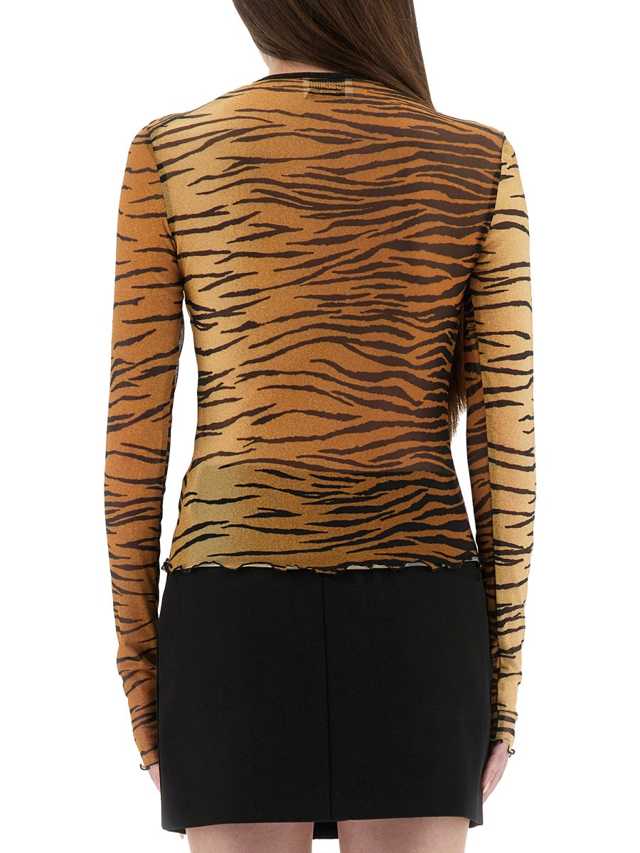 MESH TOP WITH ANIMAL PRINT