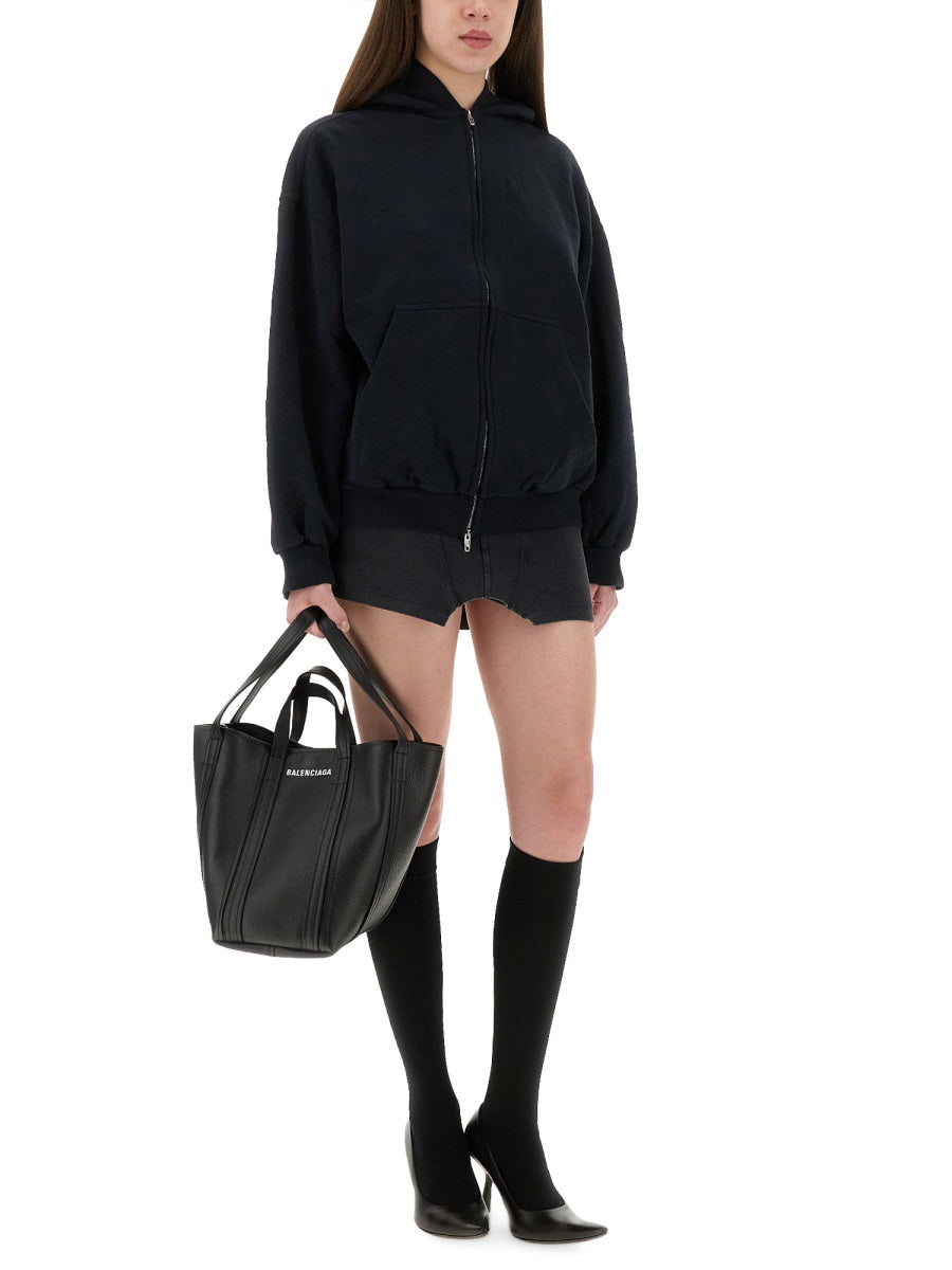"FLIPPED" ZIPPERED SWEATSHIRT