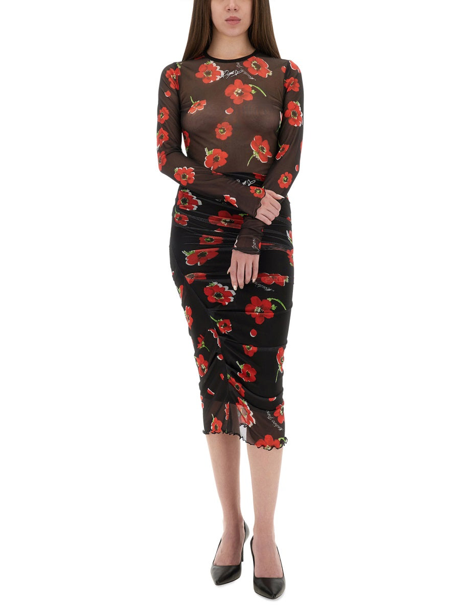 FLORAL MESH SKIRT