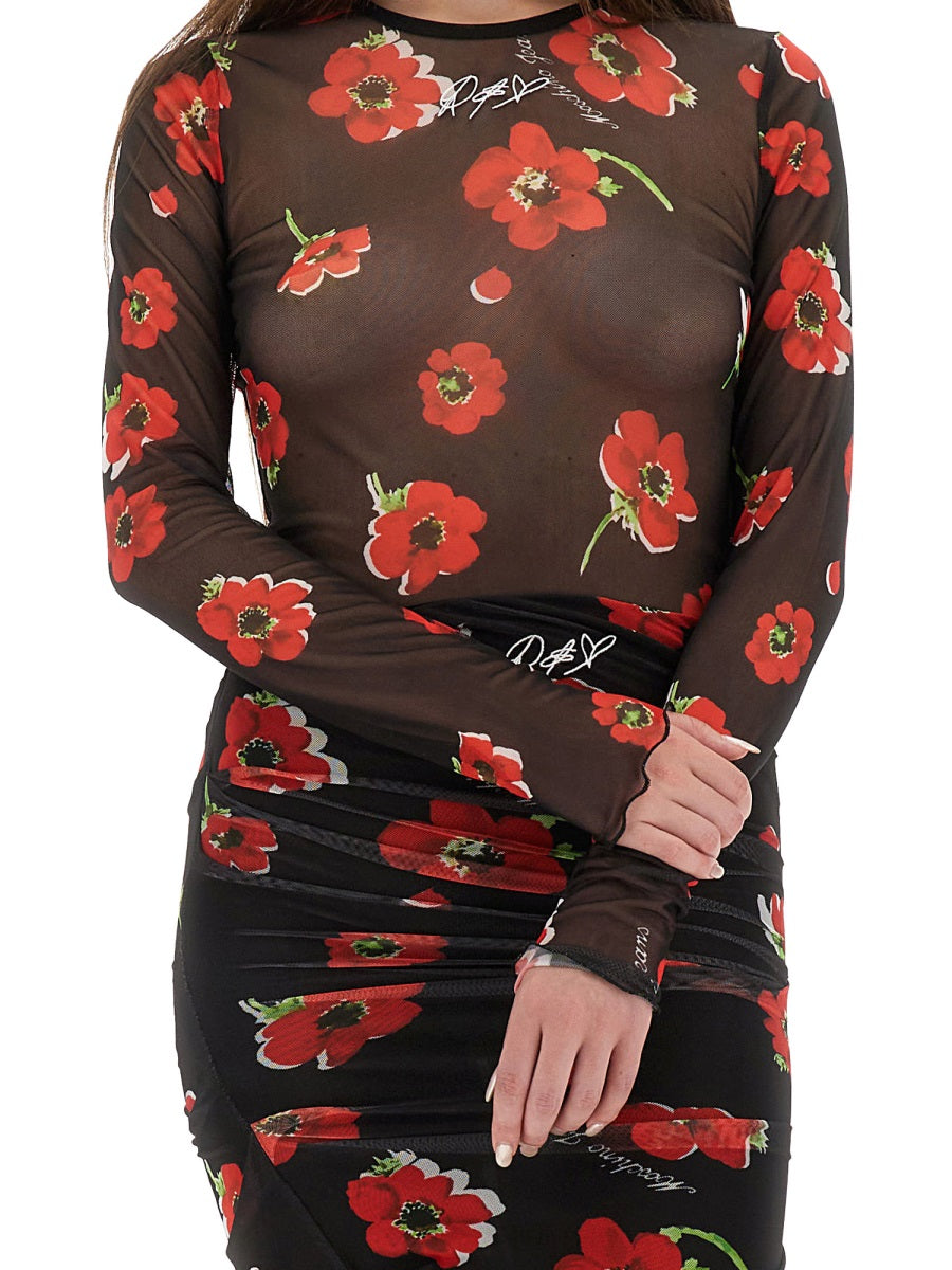 FLORAL MESH TOP