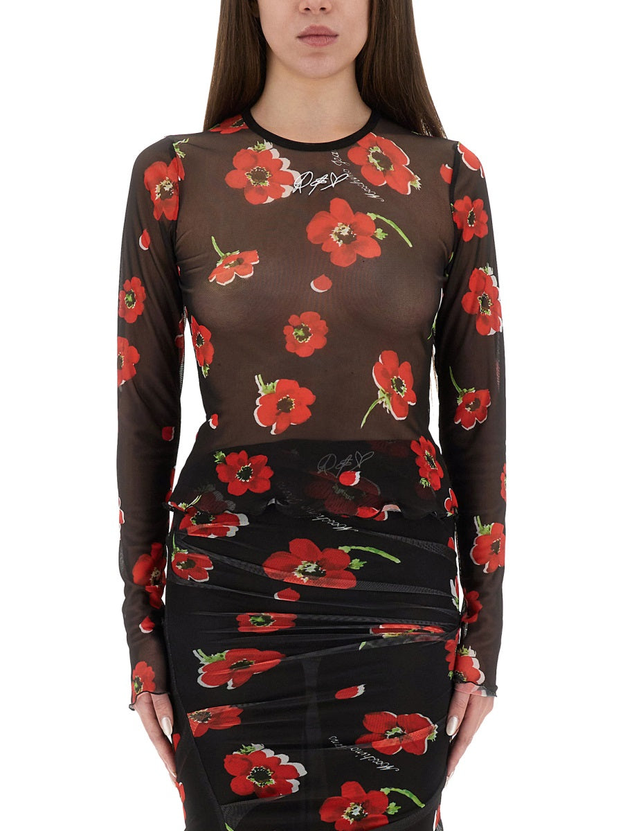 FLORAL MESH TOP