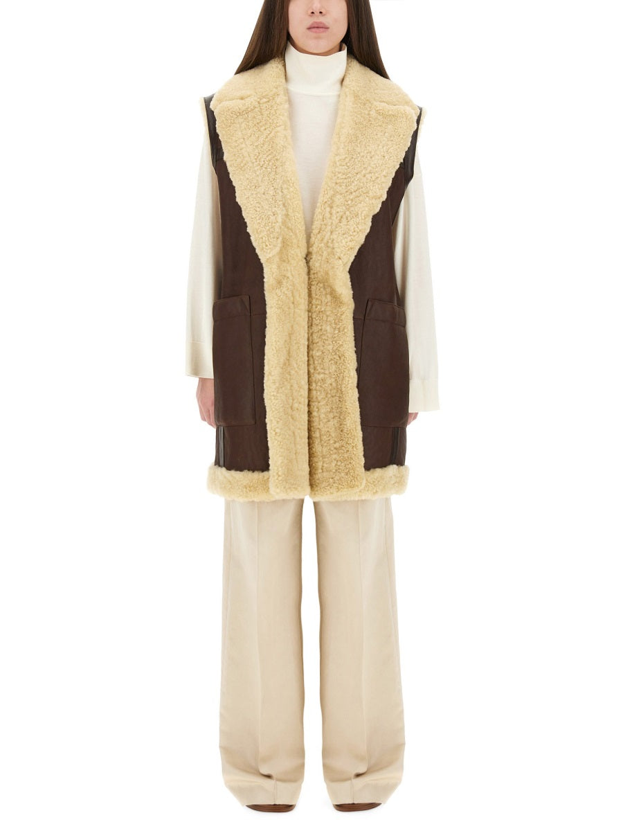 LEATHER AND SHEARLING VEST