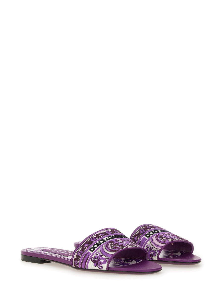 SLIDE SANDAL WITH EMBROIDERY