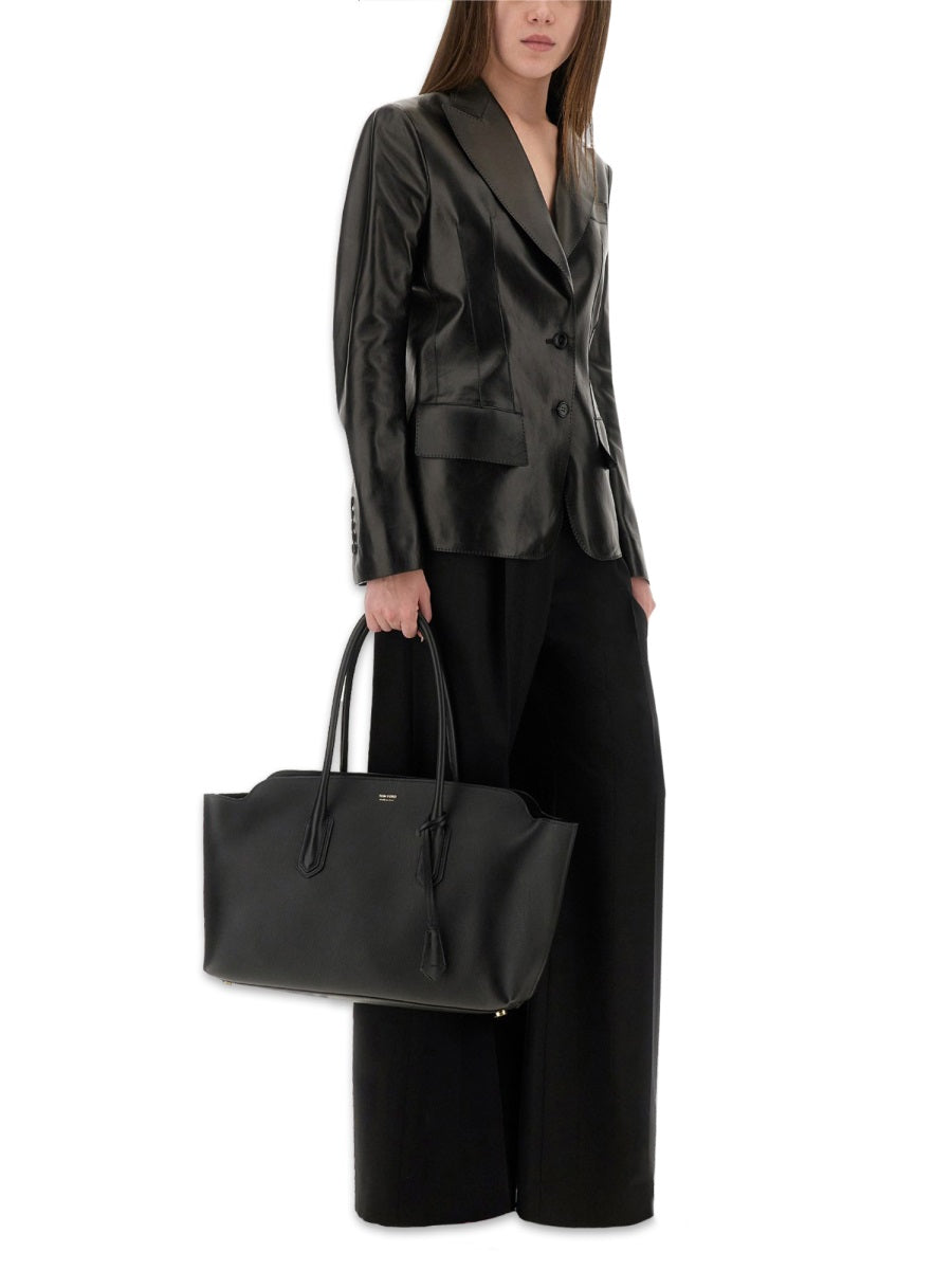 LEATHER JACKET WITH SPEAR LAPELS