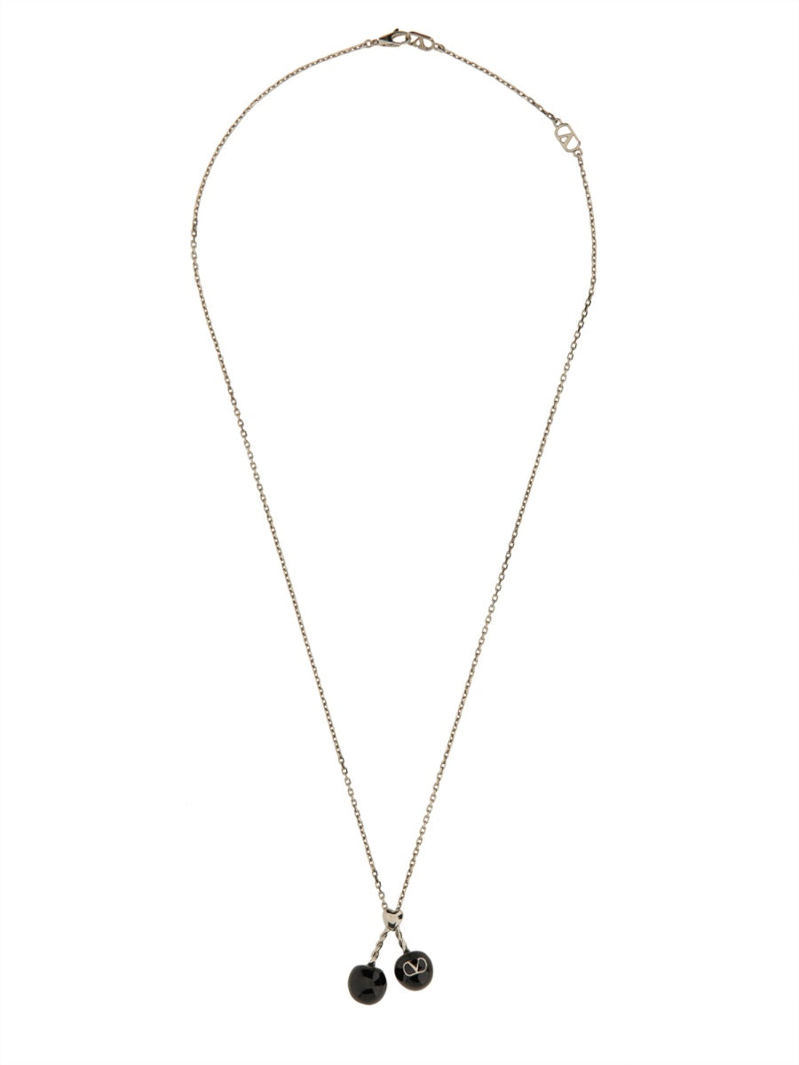 CHEZ VALENTINO METAL AND ENAMEL NECKLACE