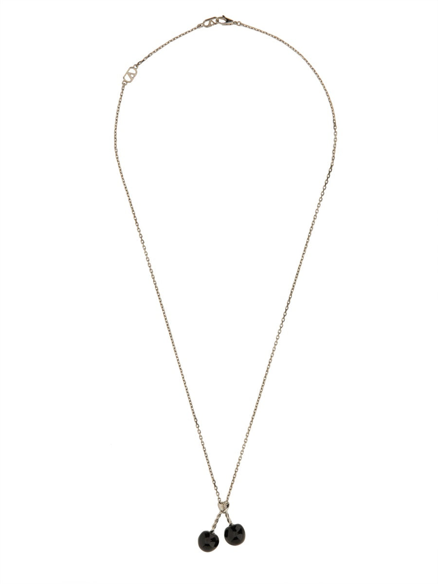 CHEZ VALENTINO METAL AND ENAMEL NECKLACE