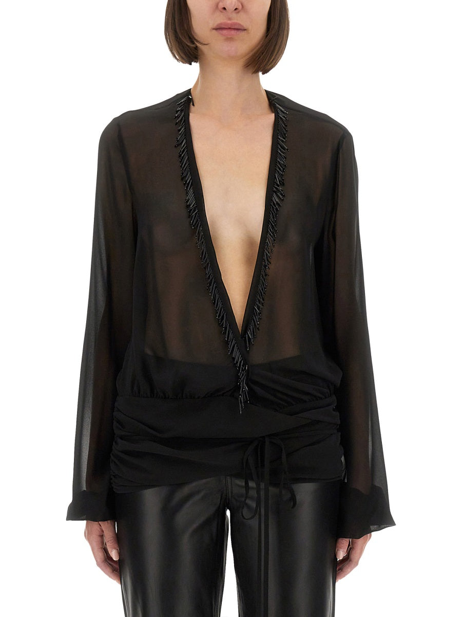 EMBROIDERED GEORGETTE BLOUSE