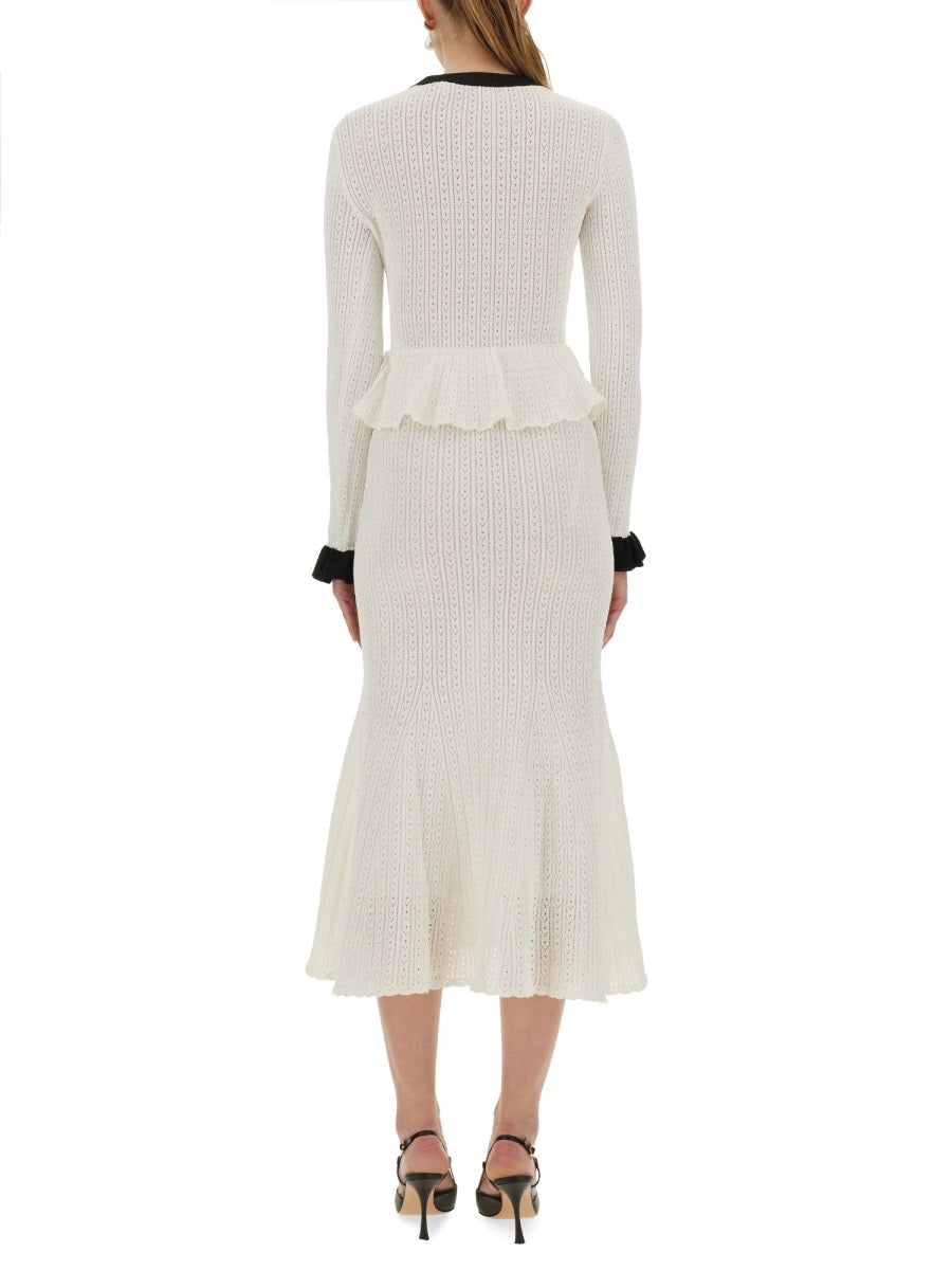 PERFORATED KNIT MIDI DRESS